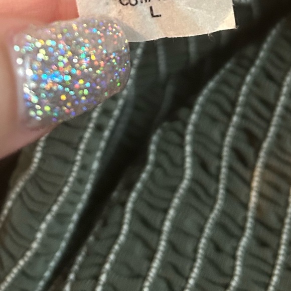 Green Smocked Dress with Ruffle Hem - Picture 5 of 6